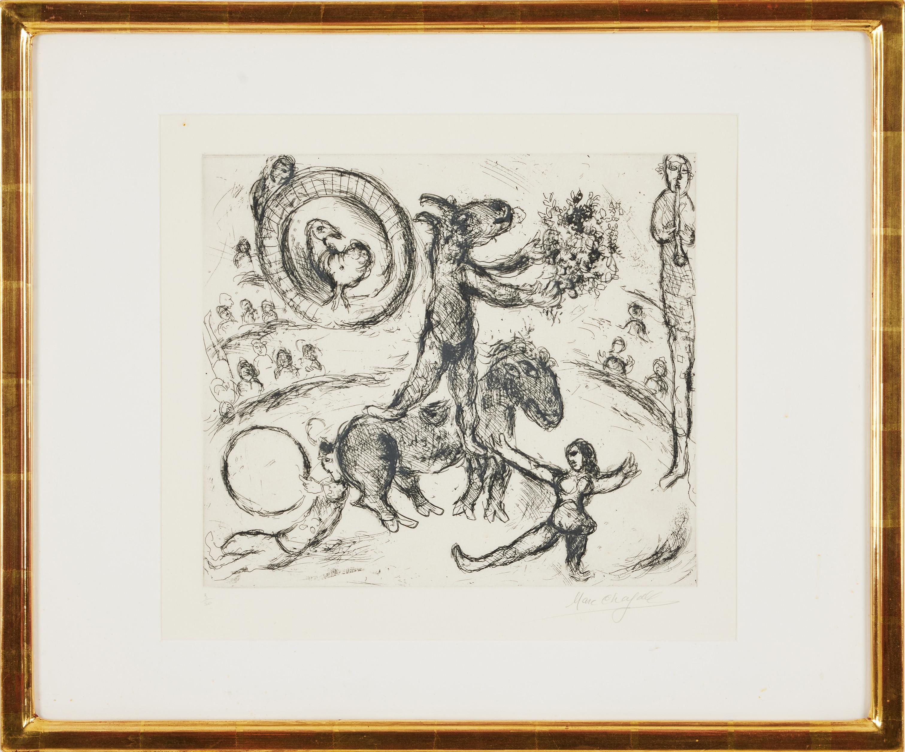 Marc Chagall – L’Ane au bouquet de fleurs – hand-signed etching on japanese pape 4