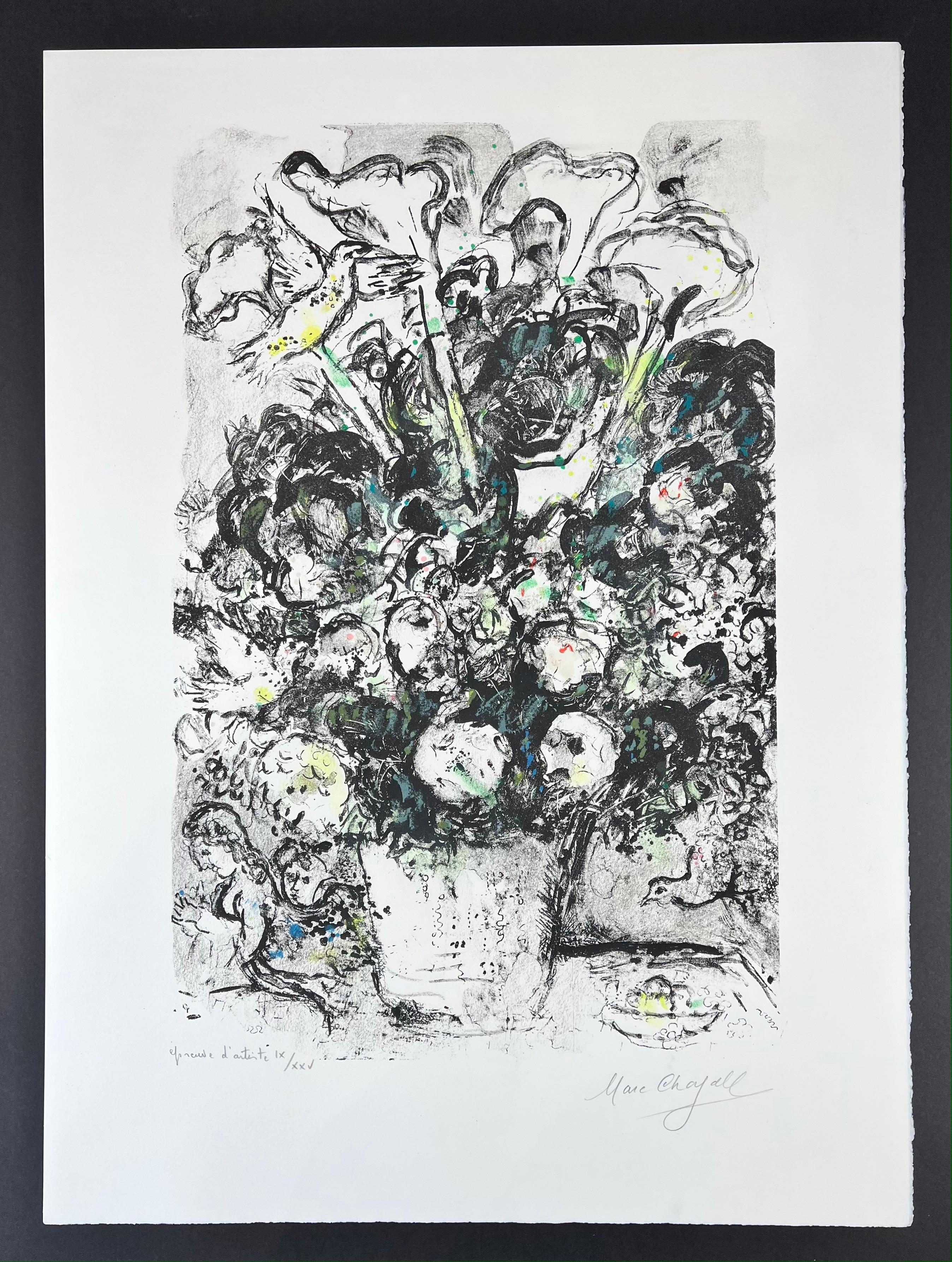 Marc Chagall – LE BOUQUET BLANC – hand-signed Lithograph on Arches - 1969 For Sale 7