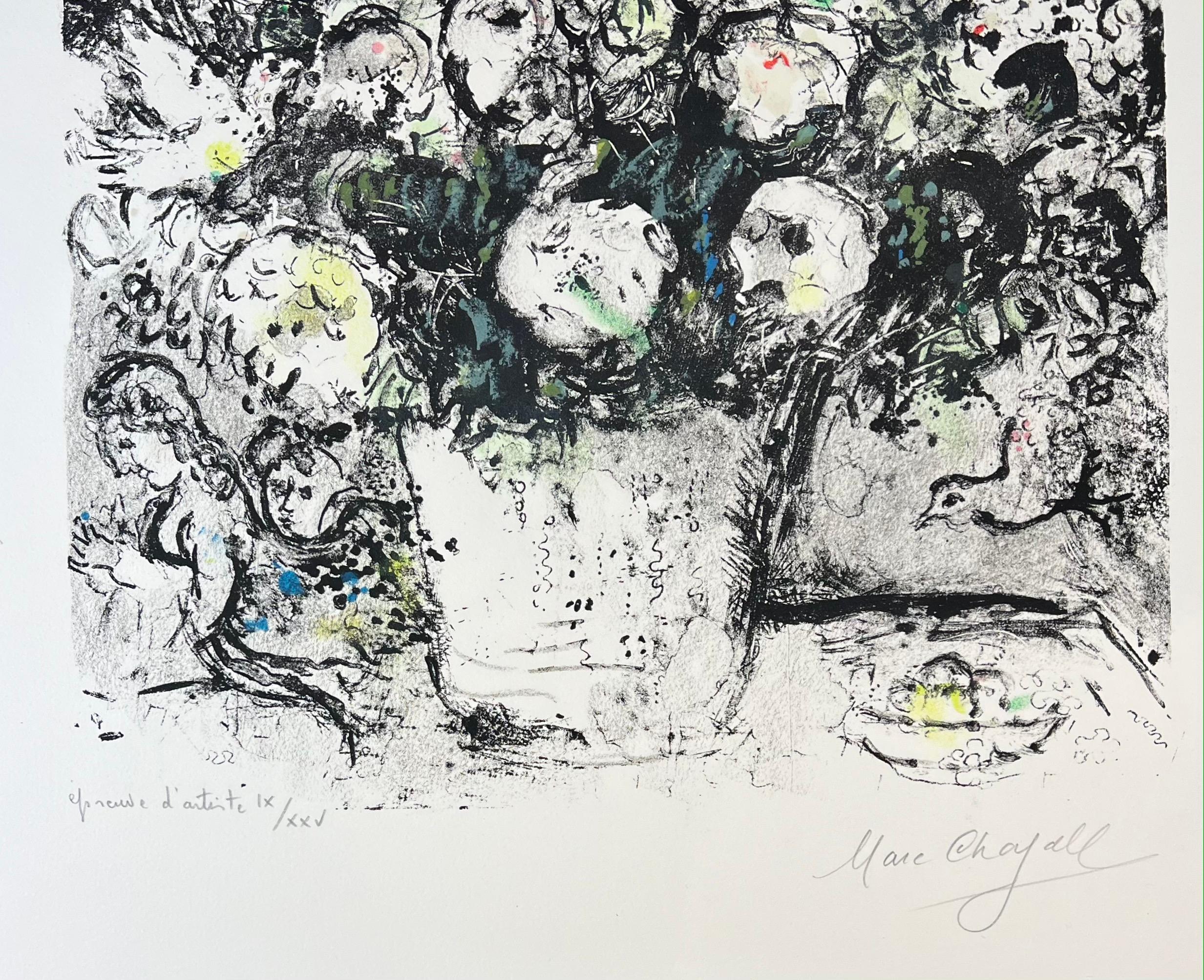  Marc Chagall – LE BOUQUET BLANC – hand-signed Lithograph on Arches - 1969 For Sale 10