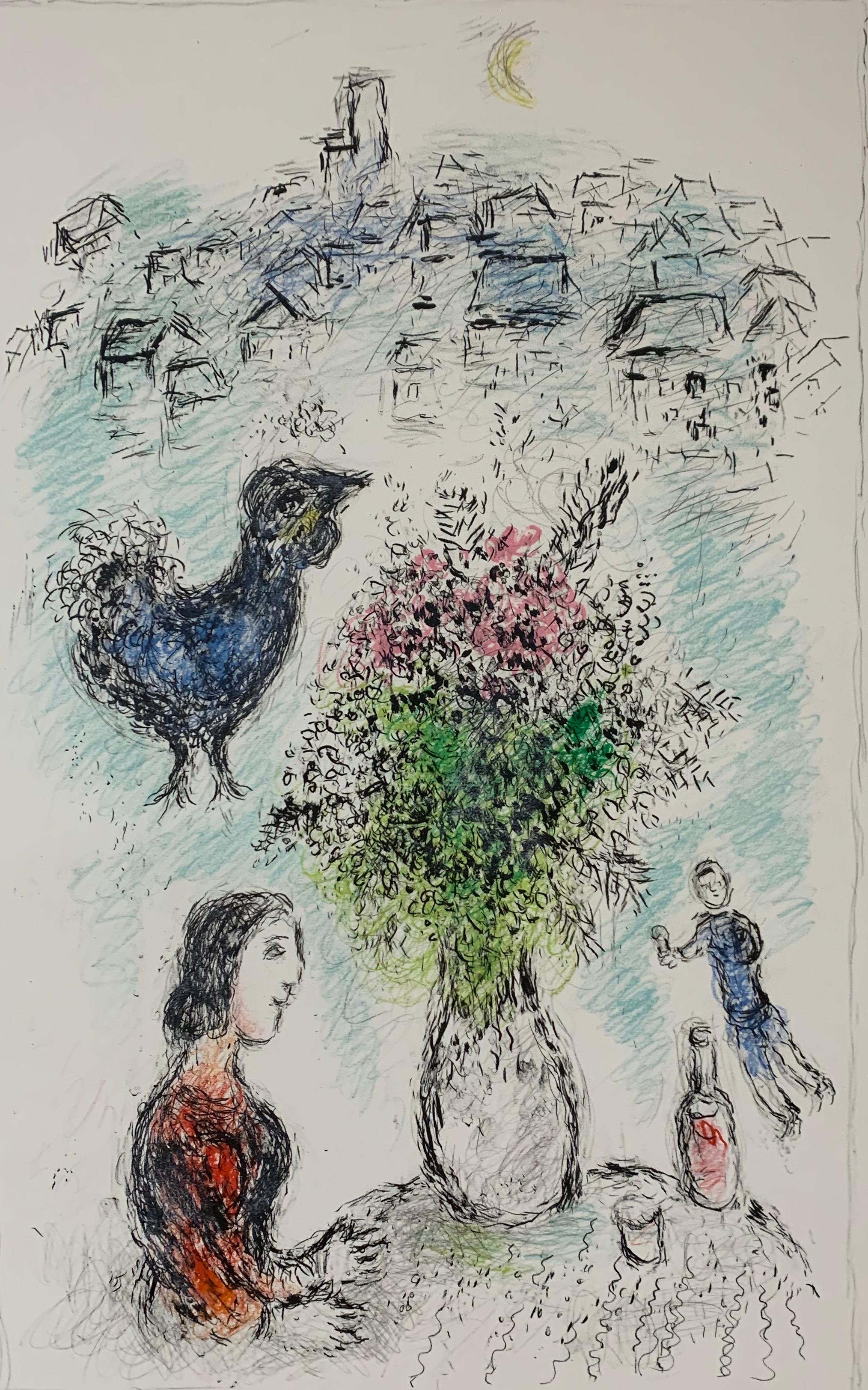 Marc Chagall, "Le Bouquet Rose", original lithograph