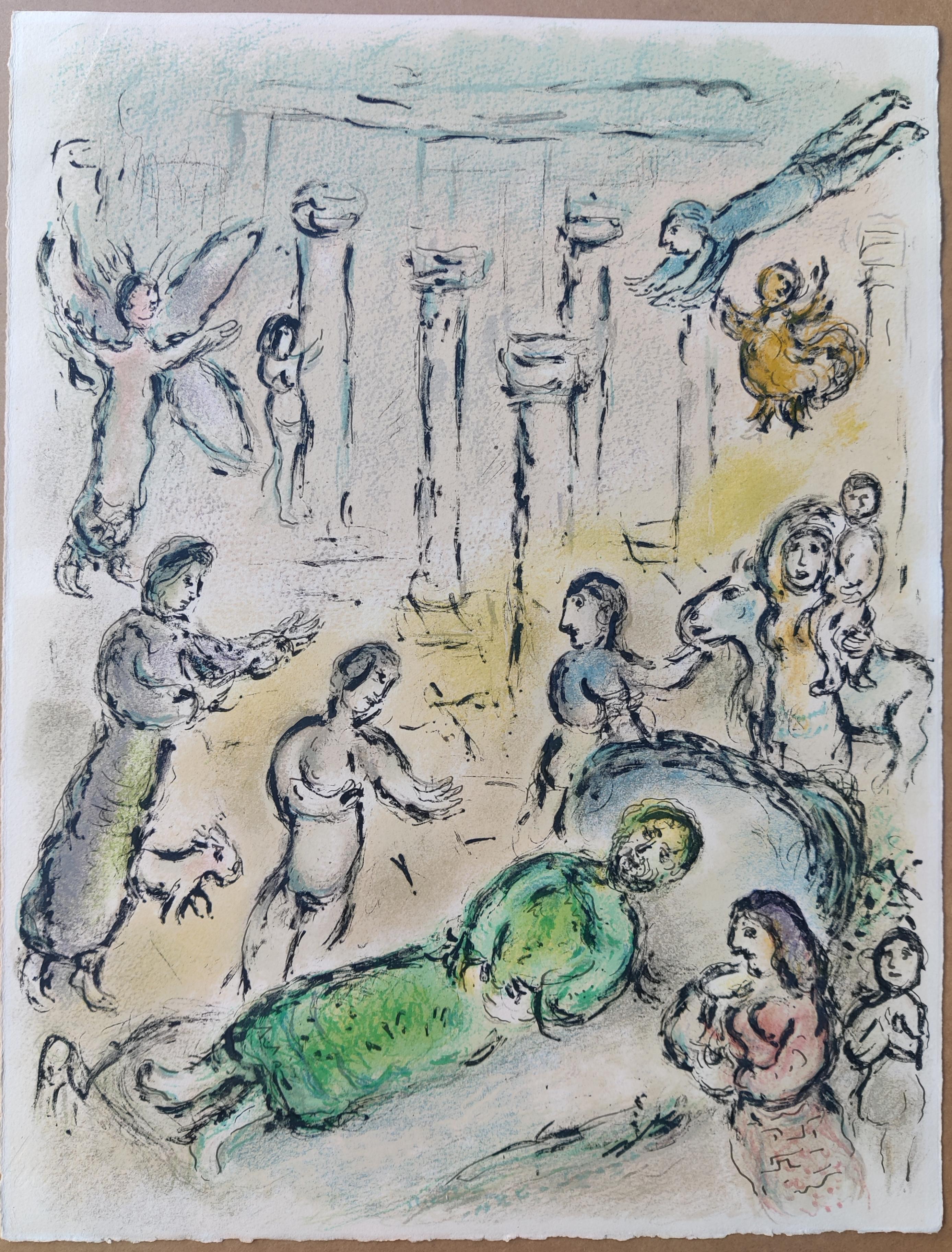 MARC CHAGALL  -- Le Lit d'Ulysse from L'Odyssée II, 1975
Lithograph in colors
Unsigned, one of 250 
published by Mourlot, Paris
Literature    Mourlot 829
Unframed
Sheet: 42.5 x 32.5 cm
