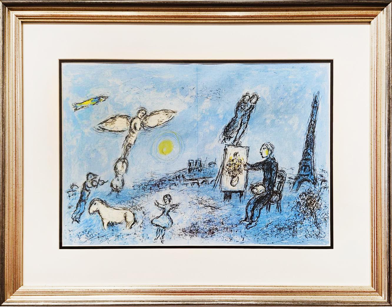 Marc Chagall "Le peintre et son double (Derriere le Miroir 246)" lithograph