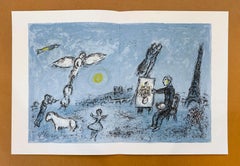 Litografia di Marc Chagall "Le Peintre et Son" da Derriere le Miroir