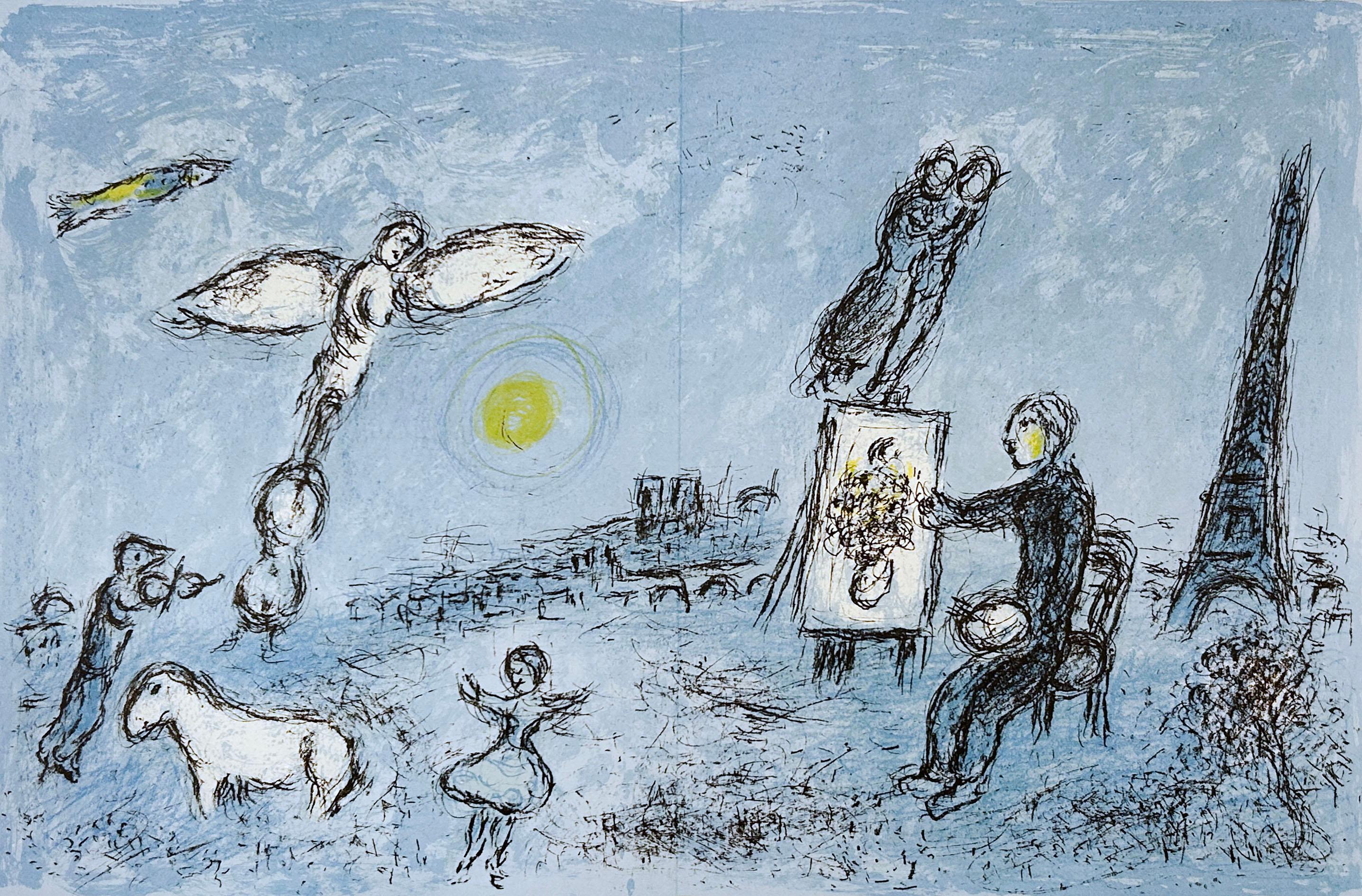 Marc Chagall "Le Peintre et Son" lithograph from Derriere le Miroir