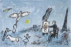 Marc Chagall "Le Peintre et Son" Lithographie aus Derriere le Miroir