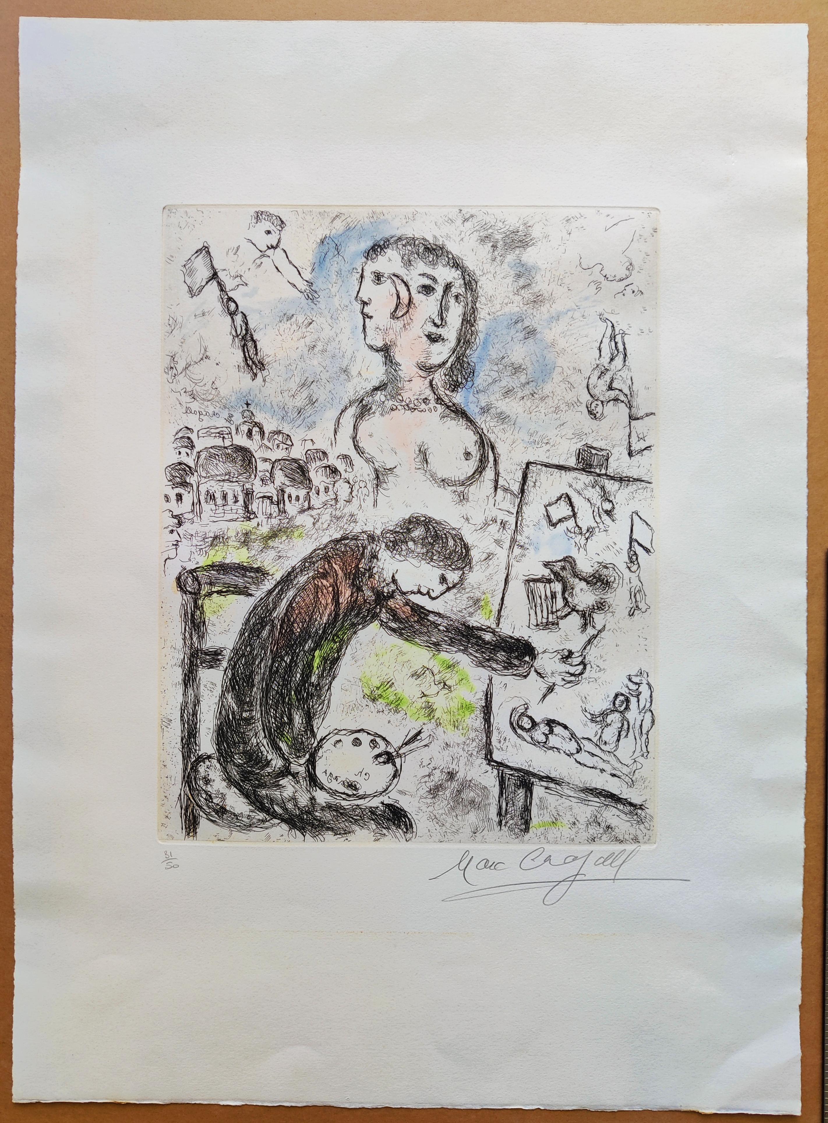 Marc Chagall -- Le Peintre from Songes, 1981 For Sale 1