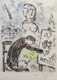 Vintage Marc Chagall -- Le Peintre from Songes, 1981