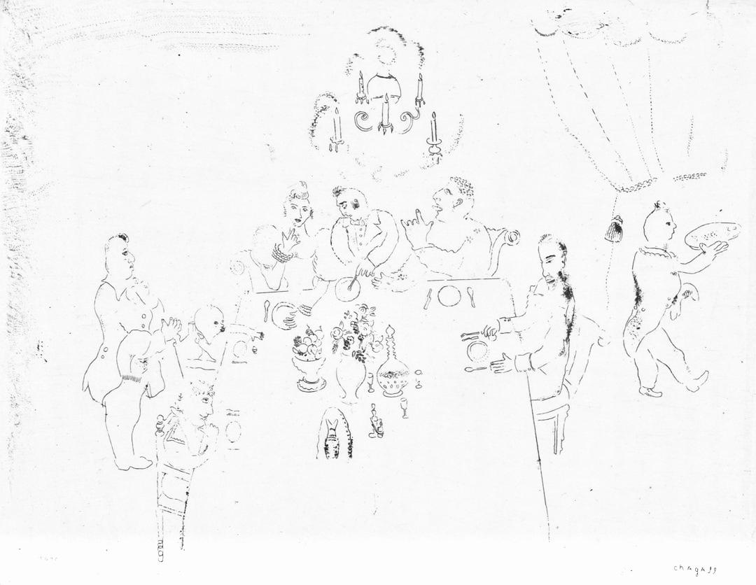 Marc Chagall, Meal at Manilov's, from Nicolas Gogol, Dead Souls, 1923-1927