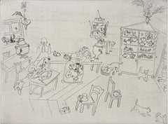 Marc Chagall, Mahlzeit im Gasthaus, aus Tote Seelen, 1923-1927