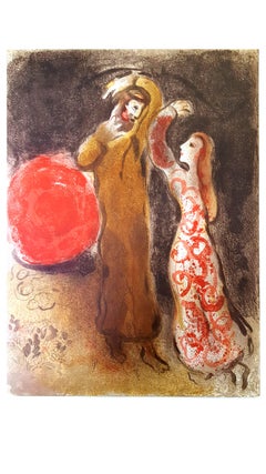 Marc Chagall  La rencontre de Ruth et Boaz - Lithographie originale