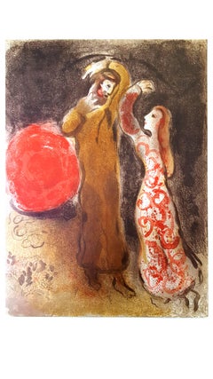 Marc Chagall -  Incontro tra Ruth e Boaz - Litografia originale