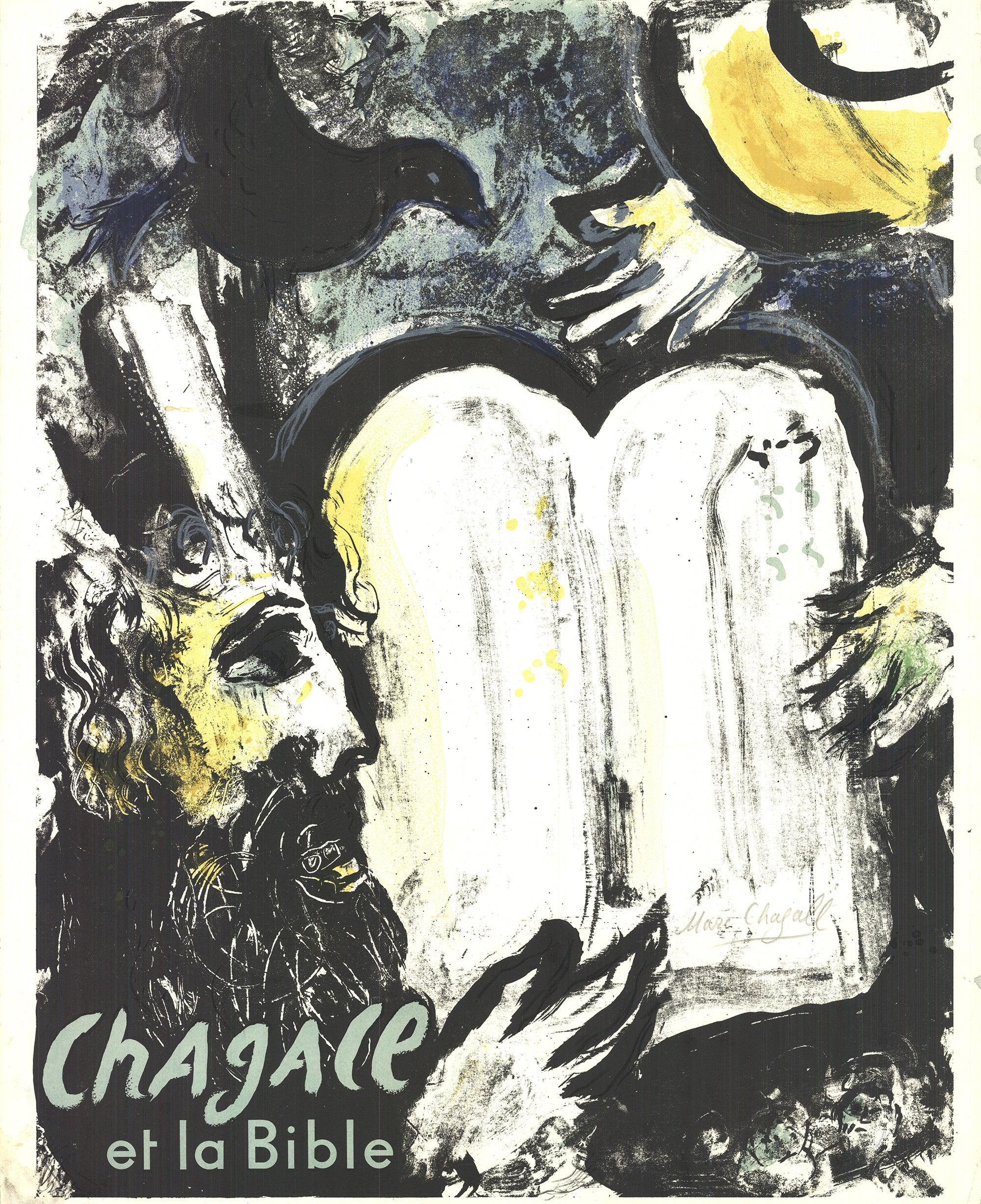 MARC CHAGALL Moses und die Tafeln des Gesetzes, 1962 – Handsigniert – Print von Marc Chagall