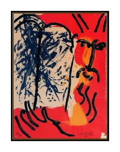 Marc Chagall Moses Color Lithograph Modern Portrait Hand Signed Bible Artwork
