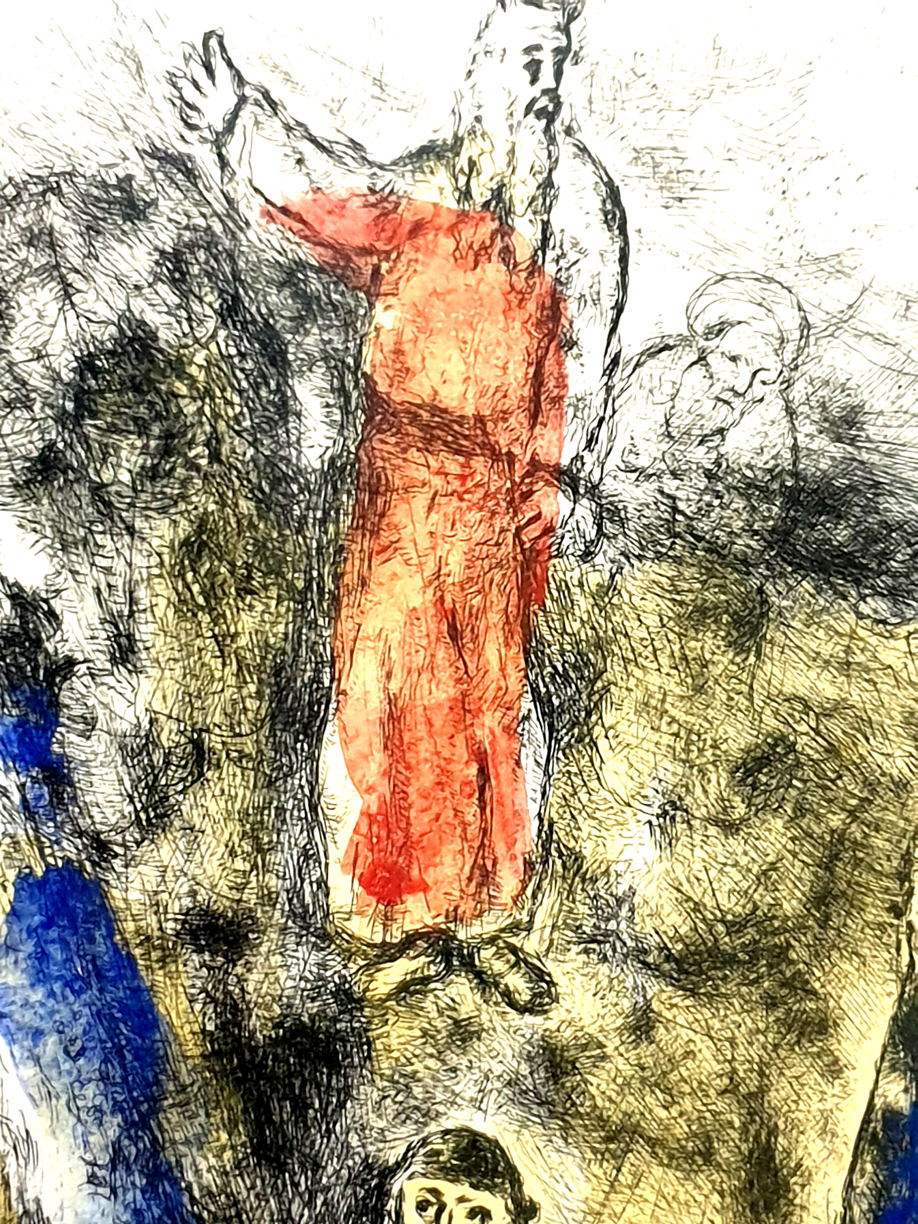 Marc Chagall – Moses auffälliges Wasser vom Berg – Original handsignierte Radierung im Angebot 3