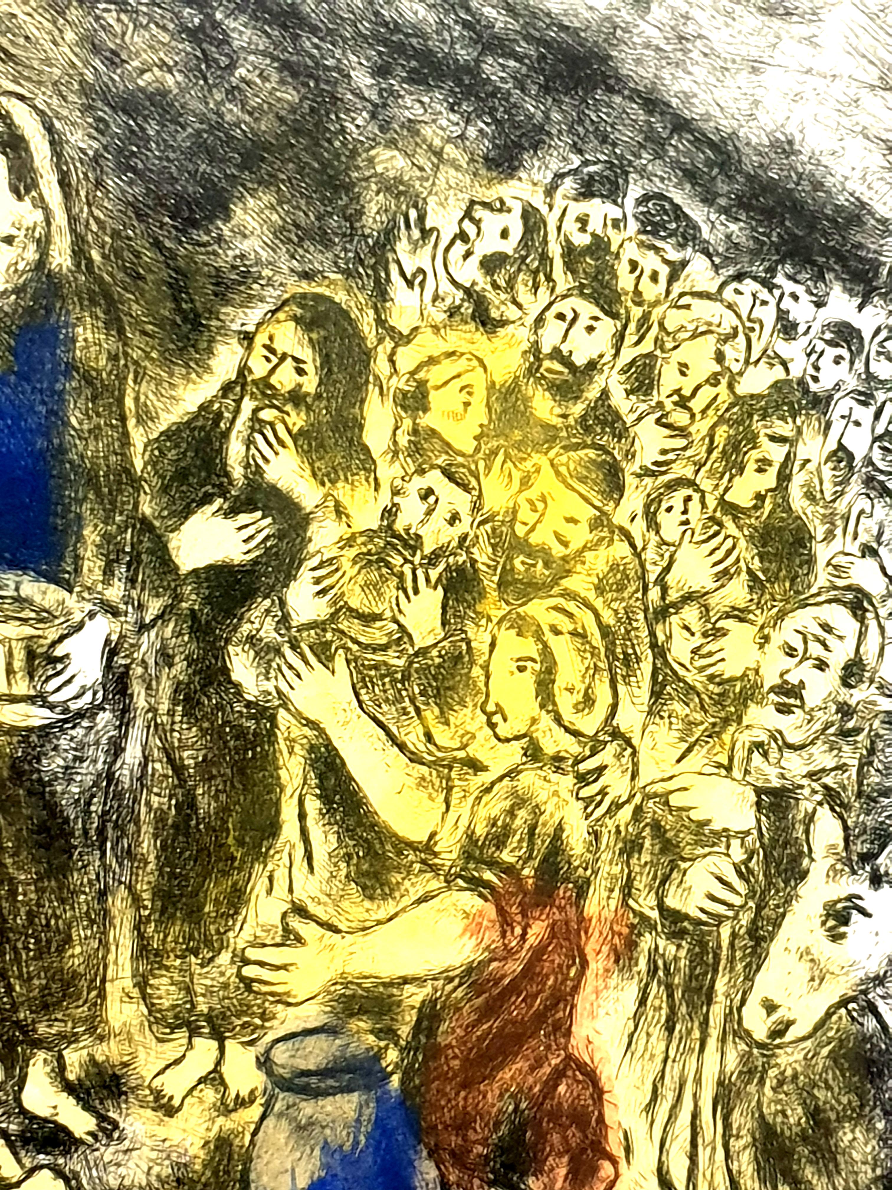 Marc Chagall - Moses Striking Water from the Rock - Original Handsigned Etching For Sale 1