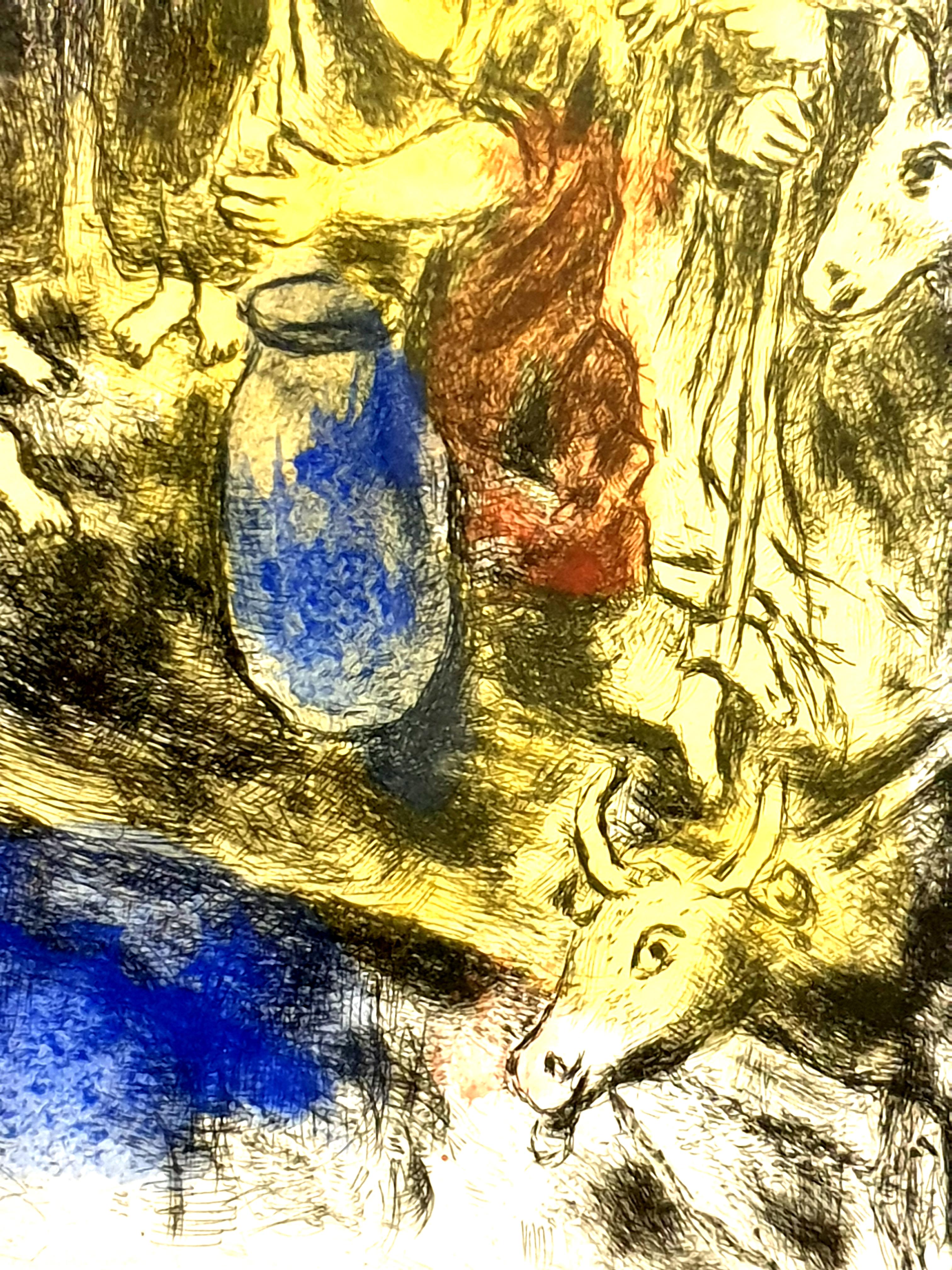 Marc Chagall - Moses Striking Water from the Rock - Original Handsigned Etching For Sale 3
