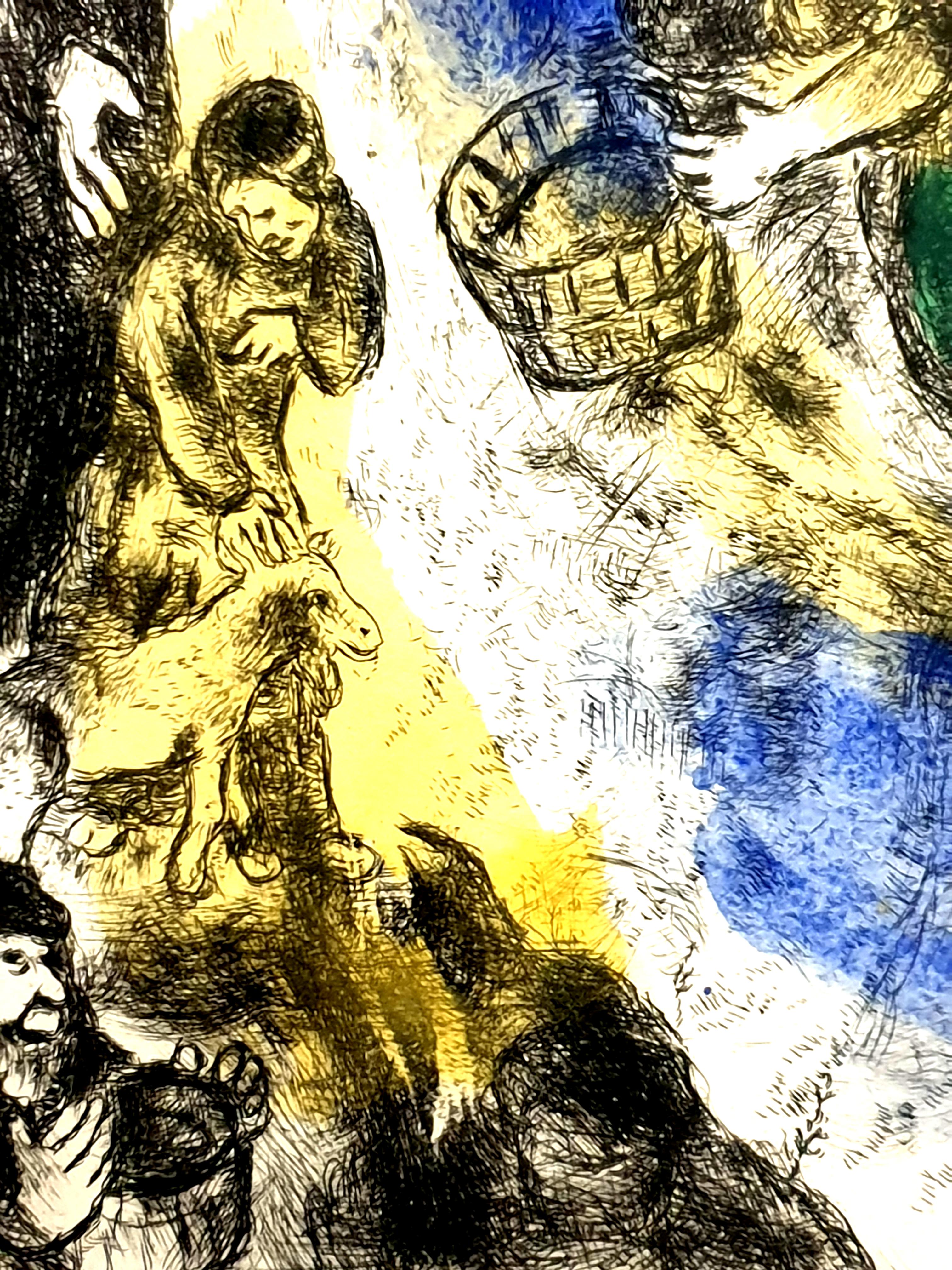 Marc Chagall - Moses Striking Water from the Rock - Original Handsigned Etching For Sale 4