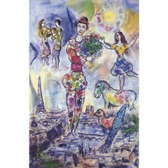 Marc Chagall 'On the Rooftops of Paris' 1996- Offset Lithograph