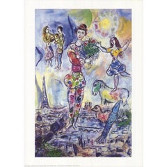 Marc Chagall 'On the Rooftops of Paris' 1996- Offset Lithograph