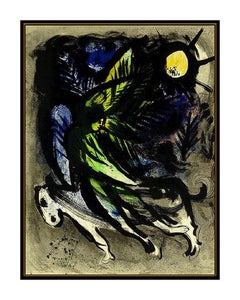 Marc Chagall Original Color Lithograph L'Ange Angel Modernism Framed Artwork SBO