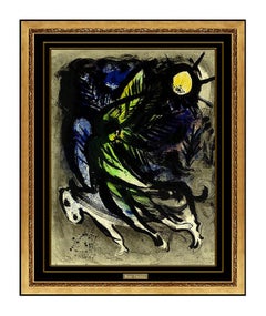 Marc Chagall Original Color Lithograph L'Ange Angel Modernism Framed Artwork SBO