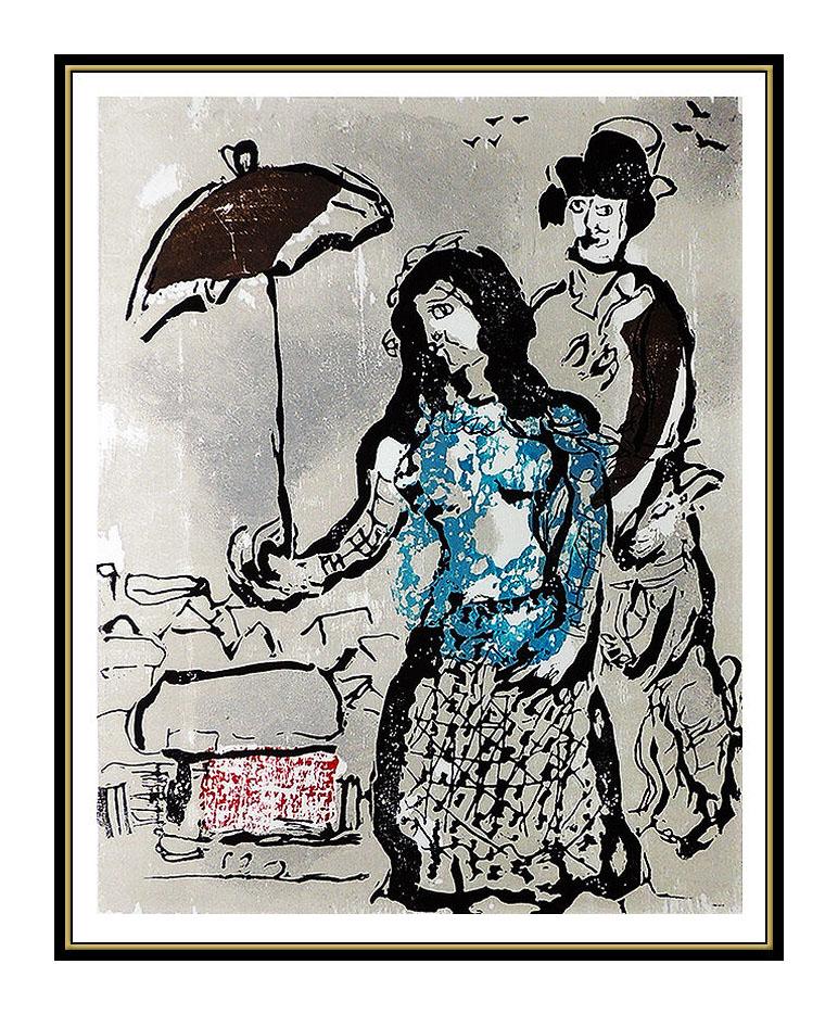 Marc CHAGALL Original Color Woodcut Etching Artwork Authentic Modern Poemes Rare - Print by Marc Chagall