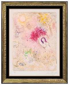 Marc Chagall Original Daphnis Chloe Hand Signed Color Lithograph Nude Flower Art