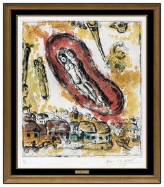Vintage Marc Chagall Original Etching Aquatint Hand Signed Les Nuage Aux Amoureux Art