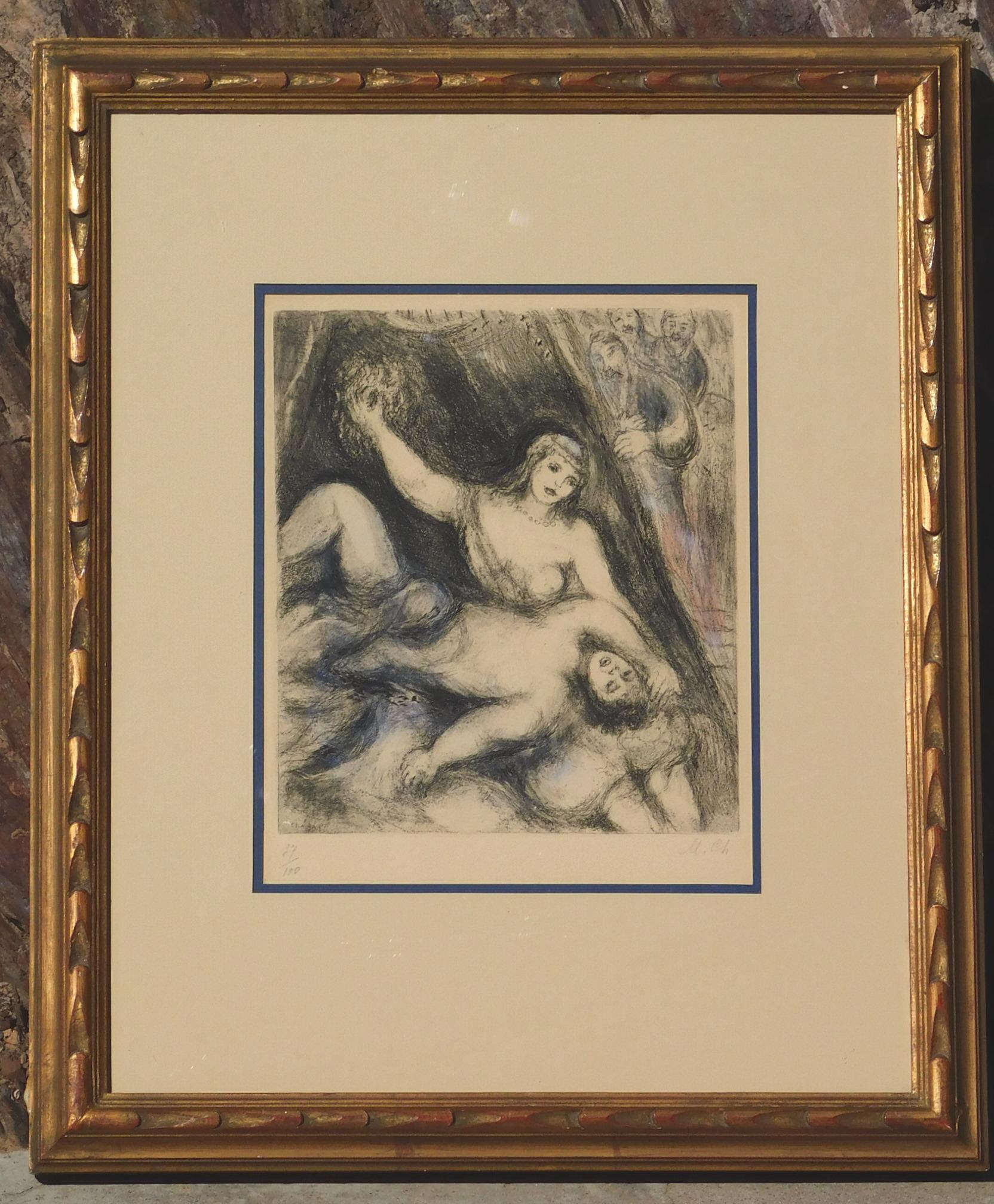 Marc Chagall Original Hand Colored Etching, 1931 - 1939 - Samson and Delilah 4