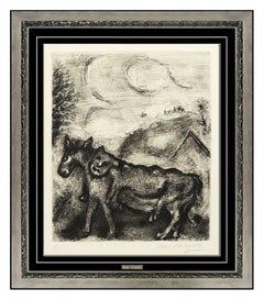 Marc Chagall Original Hand Signed Etching Fontaine Fables