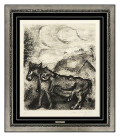 Marc Chagall Original Hand Signed Etching Fontaine Fables 