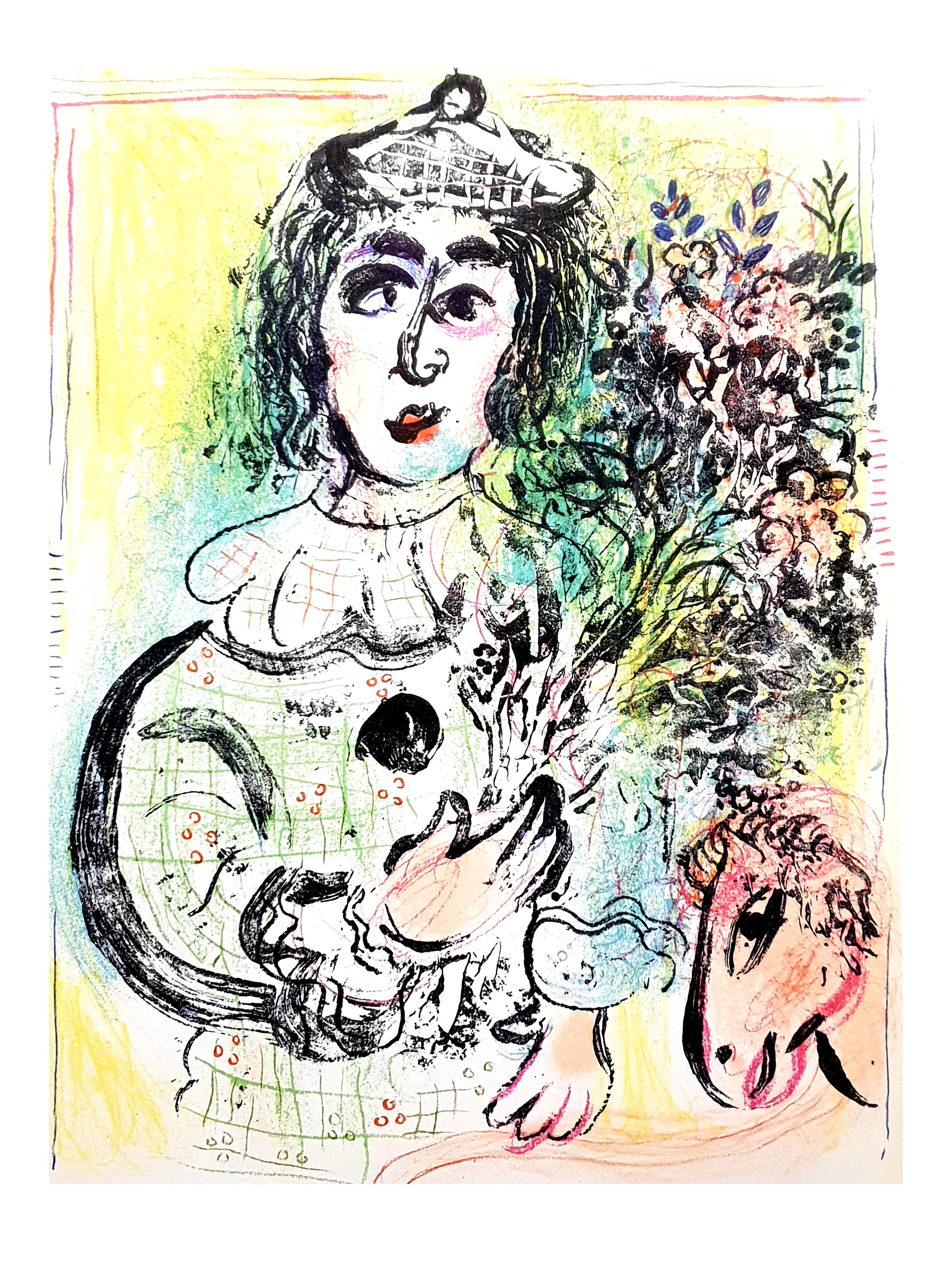 Marc Chagall – geblümtes Clown – Originallithographie 4