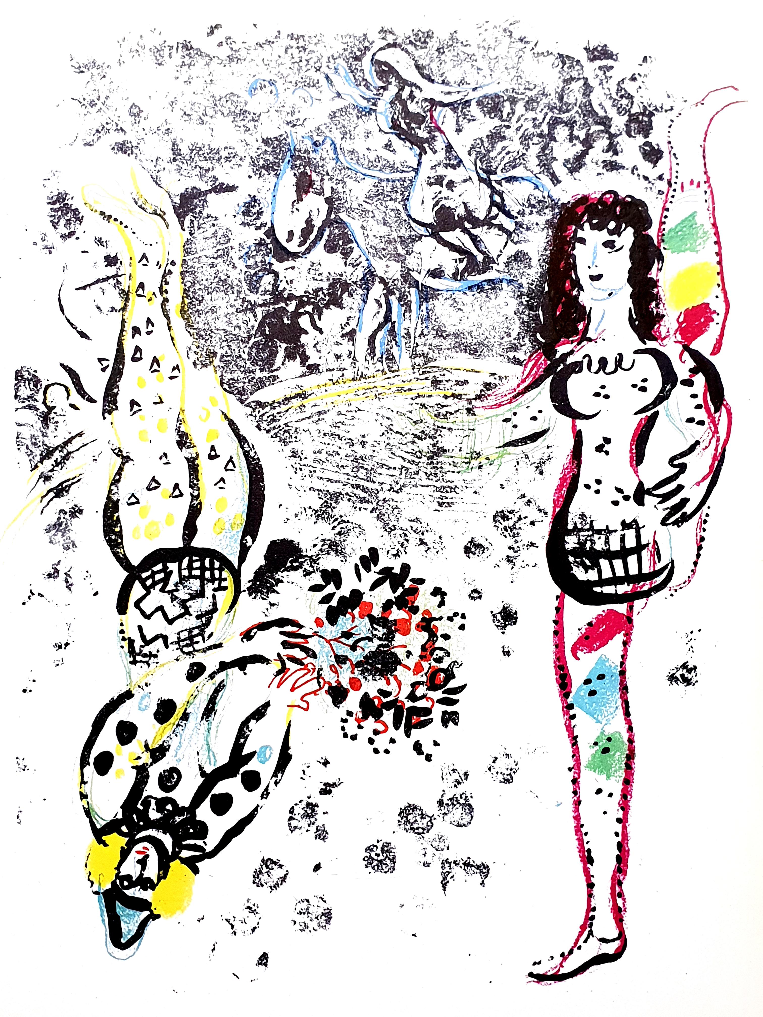 Marc Chagall Figurative Print - Le Jeu des Acrobates, original lithograph from "Chagall Lithographe II"