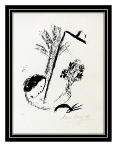 Marc Chagall Original Lithograph Hand Signed Bouquet of Flowers Portrait Artwork