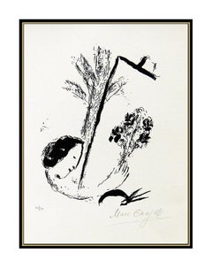 Marc Chagall Original Lithograph Hand Signed Flower Bouquet Authentic Artwork