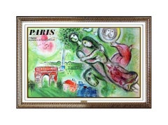 Marc Chagall Original Romeo Juliet Color Lithograph Large Modernism Framed Art