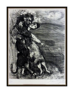 Marc Chagall Original The Lion In Love Hand Signed Etching Modern Framed Artwork