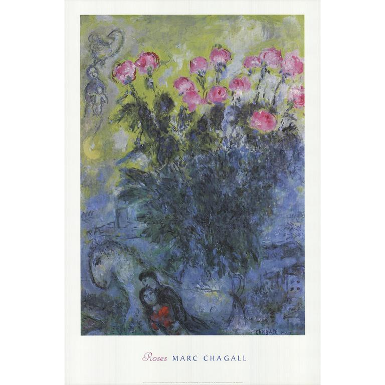 Marc Chagall Red Roses Marc Chagall 'Roses' 2000- Offset Lithograph For Sale at 1stDibs