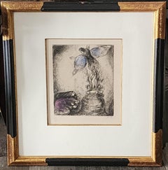 Marc Chagall 'Sacrificio di Manoah - 1956' Acquaforte con acquerello, firmata e intascata