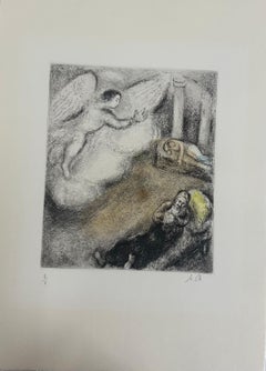 Marc Chagall, Samuel Called by God (Plate 59), etching; hand colored
