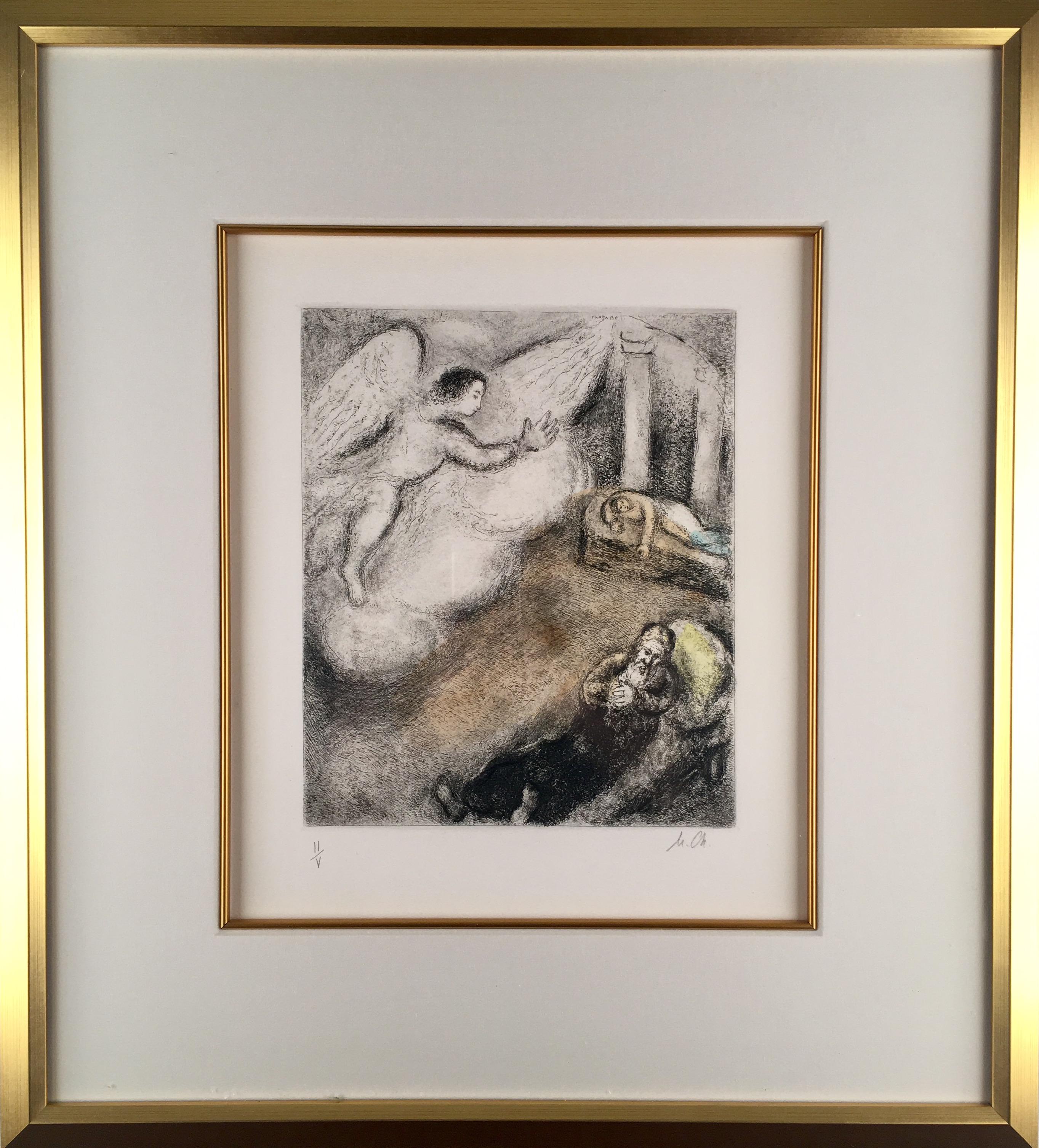 Marc Chagall, Samuel, von Gott berufen (Tafel 59), Radierung; handkoloriert im Angebot 4