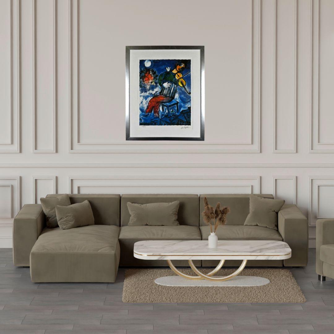 Marc Chagall Serigraph 'Blue Violinist', Facsimile Signed, Numbered and Framed 1