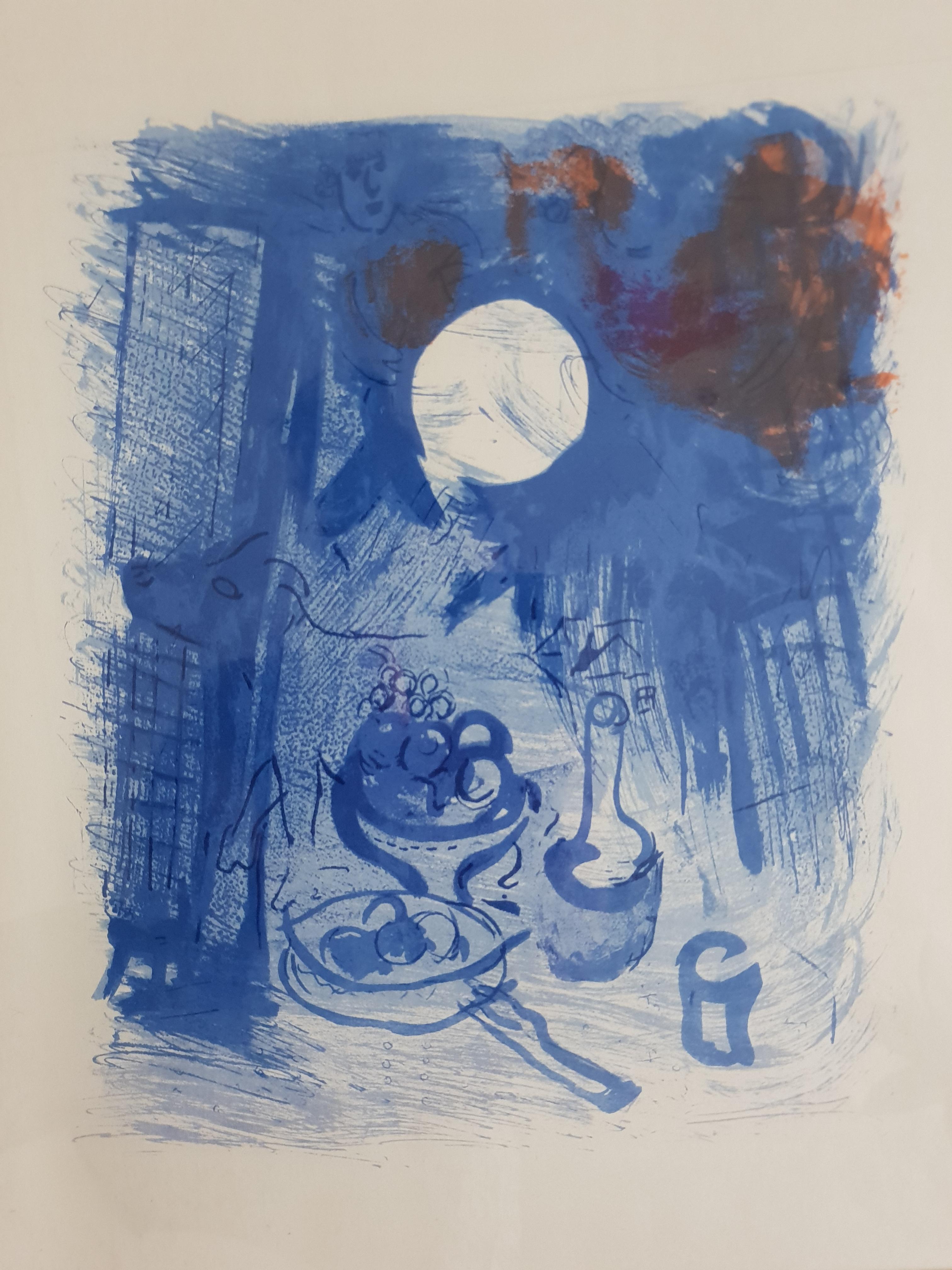 Marc Chagall Stillleben in Blau ( Natur morte bleue ), tiré de Derrière le Miroir en vente 1