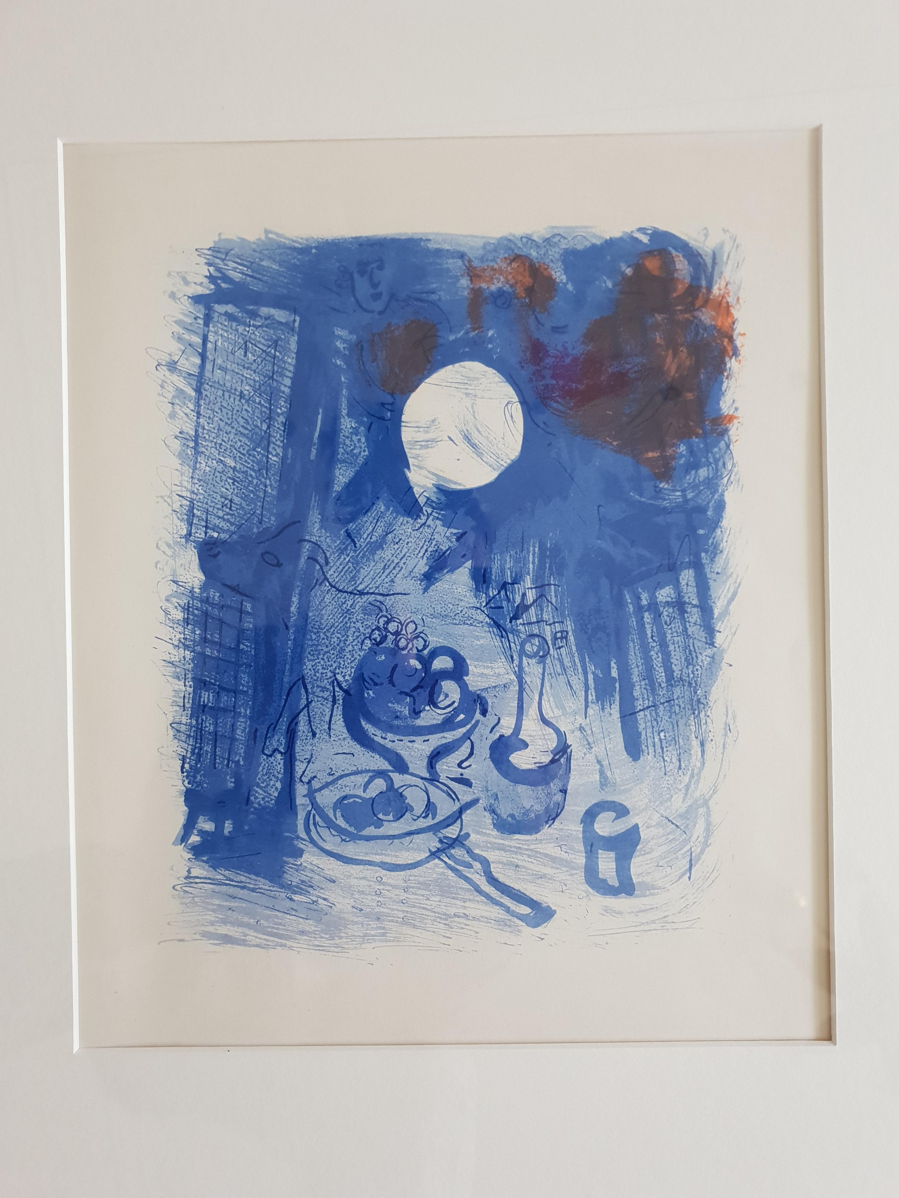 Marc Chagall Stillleben in Blau ( Natur morte bleue ), tiré de Derrière le Miroir en vente 2