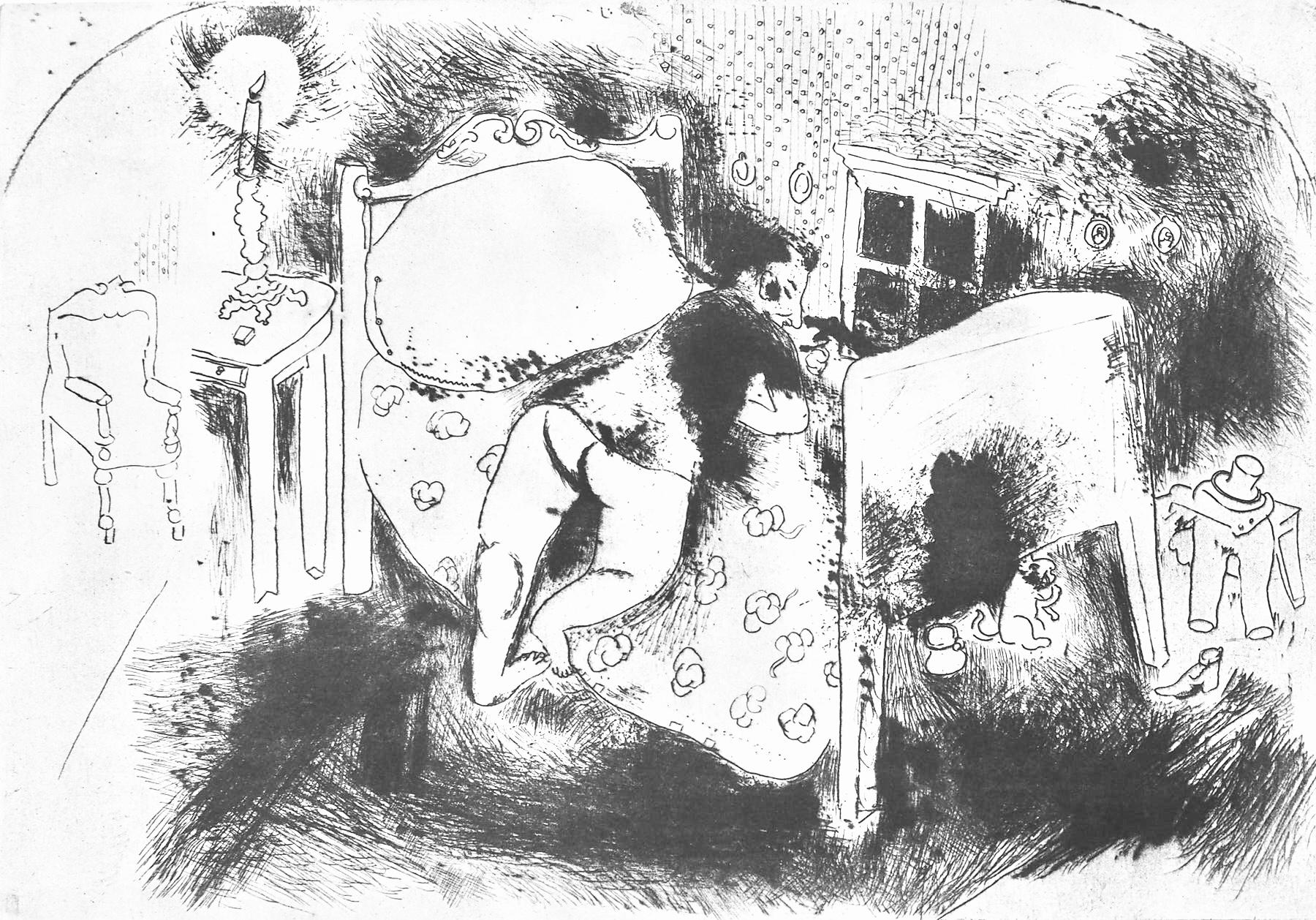 Marc Chagall, Tchitchikov on the Bed, from Nicolas Gogol, Dead Souls, 1923-1927