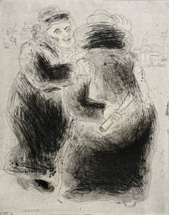 Marc Chagall, La rencontre dans un manteau, extrait des Âmes mortes, 1923-1927