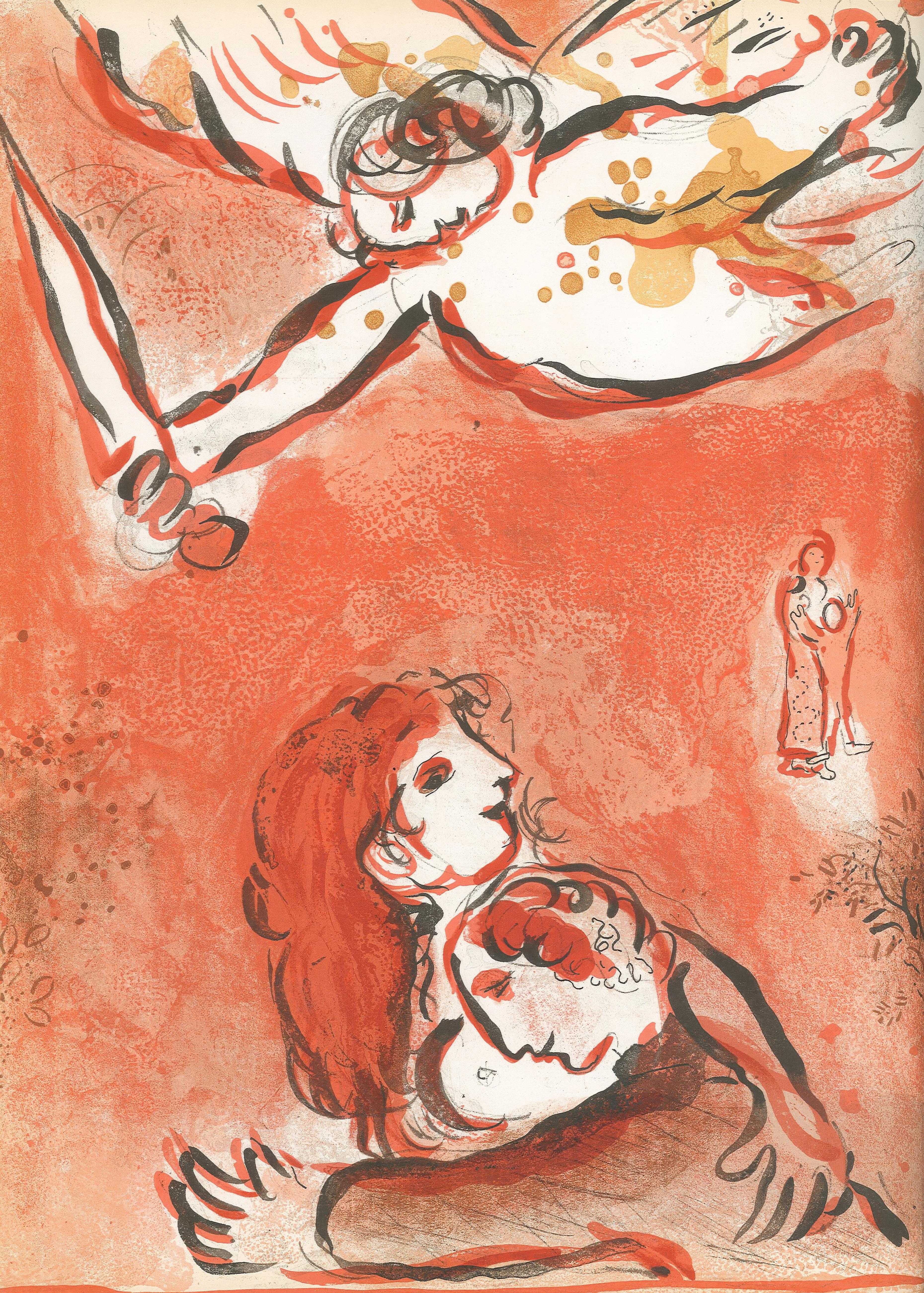 This exquisite lithograph by Marc Chagall (1887–1985), titled Le visage d'Israel (The Face of Israel), from Marc Chagall, Dessins Pour La Bible (Drawings for the Bible), Verve: Revue Artistique et Litteraire, Vol. X, No. 37-38, originates from the