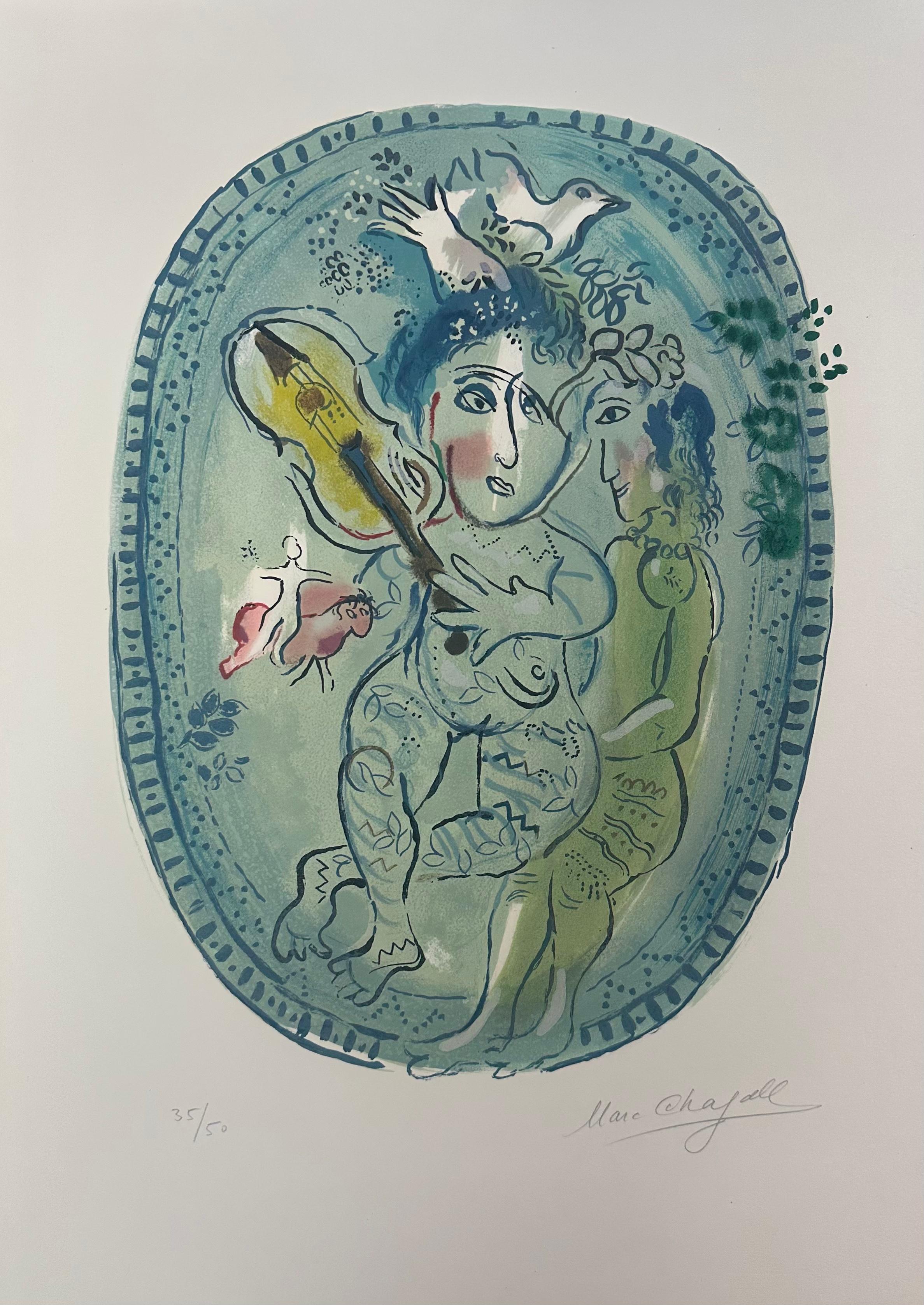 Marc Chagall, „Das Spiel“, handsignierte Lithographie in Farbe 1