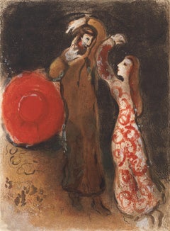 Marc Chagall, El encuentro de Rut y Booz, de Dibujos para la Biblia, 1956