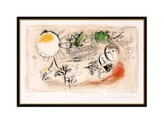Marc Chagall The Rest Color Lithograph Hand Signed Romantic Portrait Framed Art